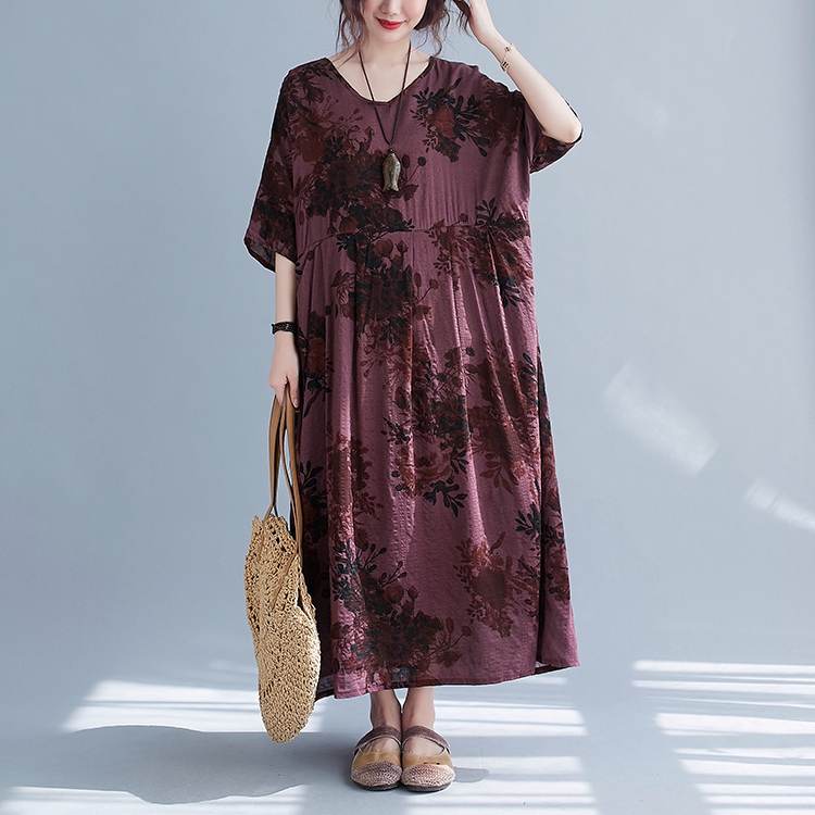 Summer pinched waist pullover loose large yard dress