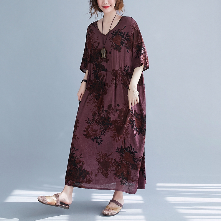 Summer pinched waist pullover loose large yard dress