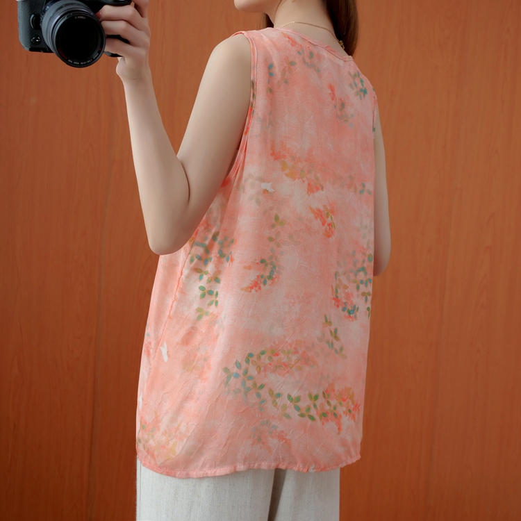 Art Casual colors vest all-match imitation silk T-shirt
