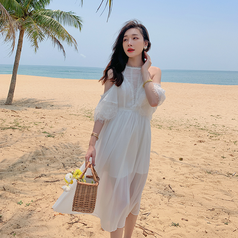 Seaside slim long dress vacation beautiful dress for women