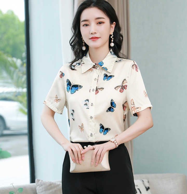 Real silk shirt printing small shirt for women