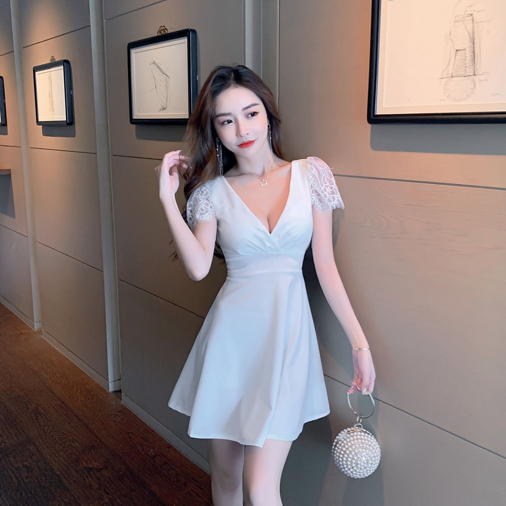 Sexy colors low-cut V-neck bar summer dress for women