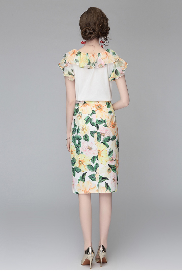 Summer short skirt stitching tops a set for women