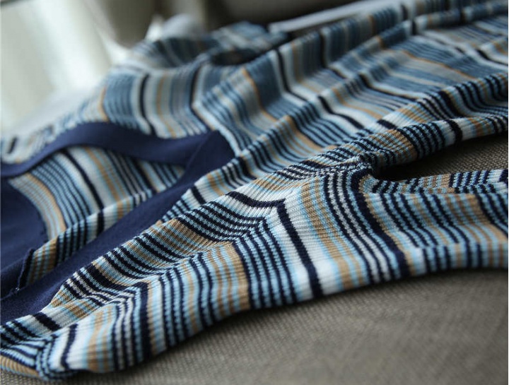 Stripe ice silk tops slim thin T-shirt for women