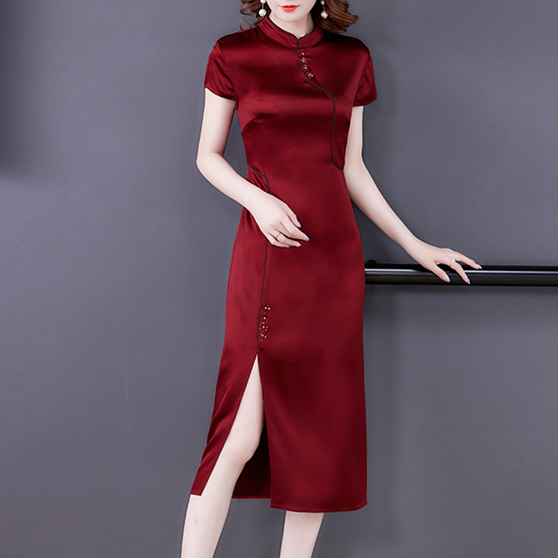 Slim pinched waist dress red formal dress for women