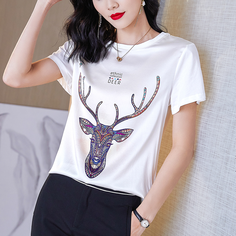 Silk tops short sleeve T-shirt for women