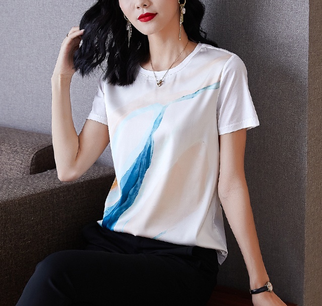 Fashion printing tops Western style T-shirt for women