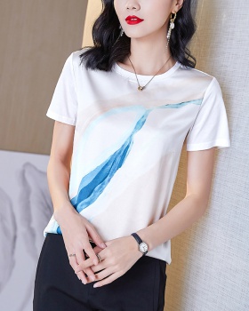 Fashion printing tops Western style T-shirt for women