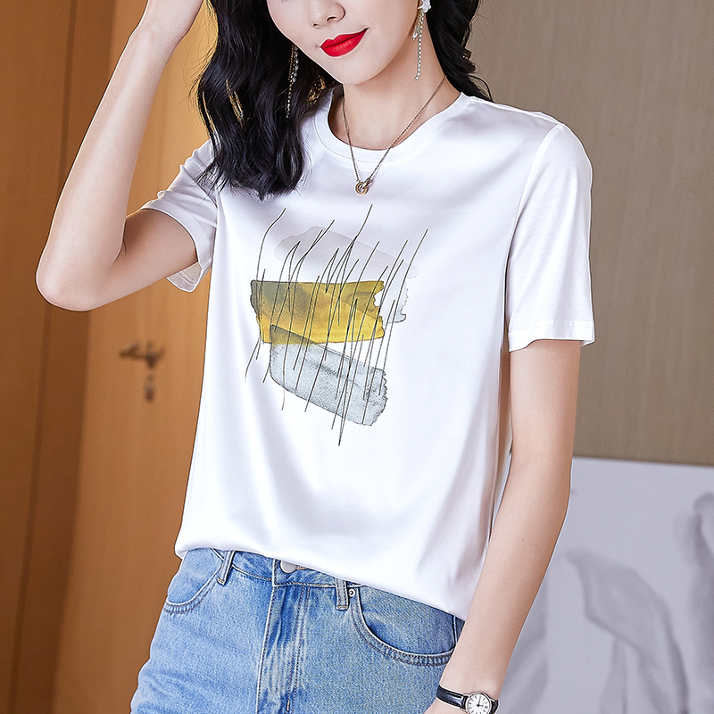 Summer white tops personality fashion T-shirt for women