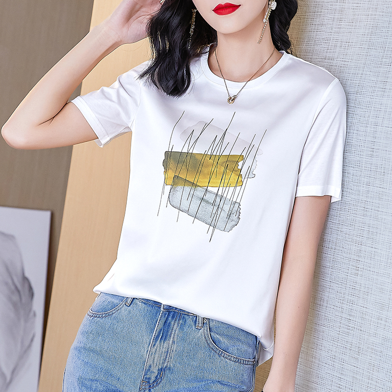Summer white tops personality fashion T-shirt for women