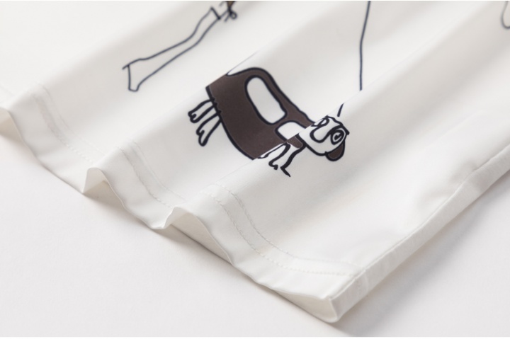 Printing temperament T-shirt satin cotton tops for women
