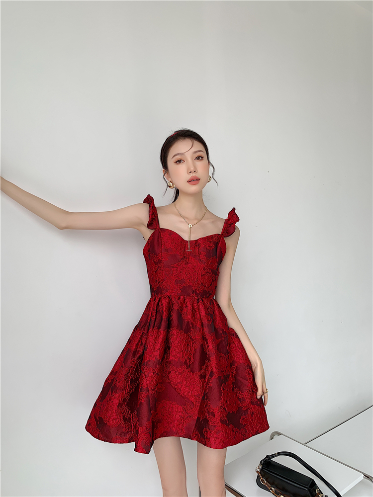 Fairy tale lady red France style tender retro sweet dress