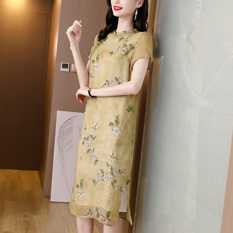 Summer printing cheongsam thin Chinese style dress