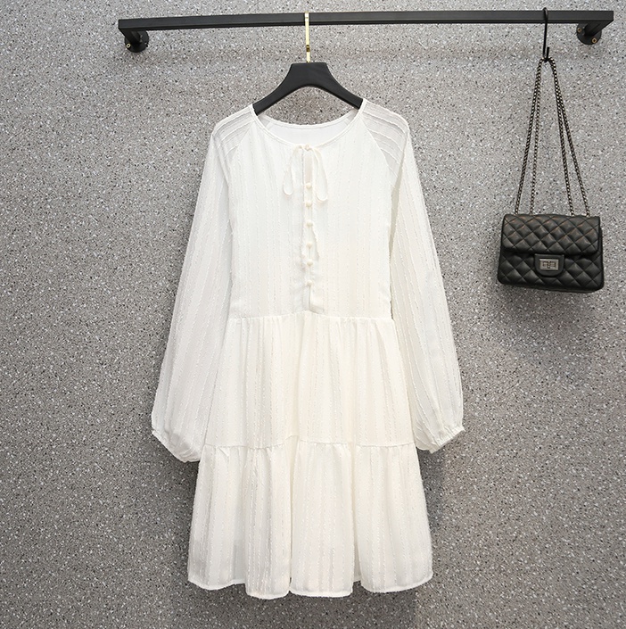 White spring lotus leaf skirt temperament dress
