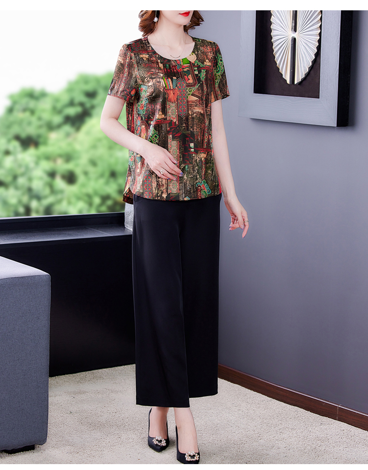 Large yard real silk tops Western style T-shirt for women