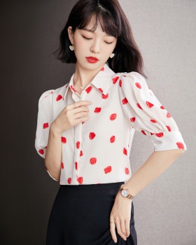 Puff sleeve short sleeve tops temperament shirt for women
