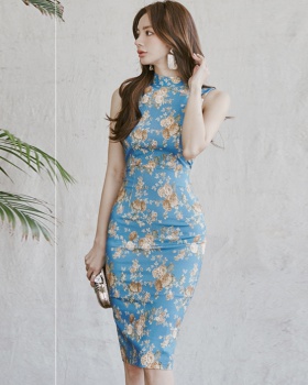 Sleeveless summer printing halter dress for women