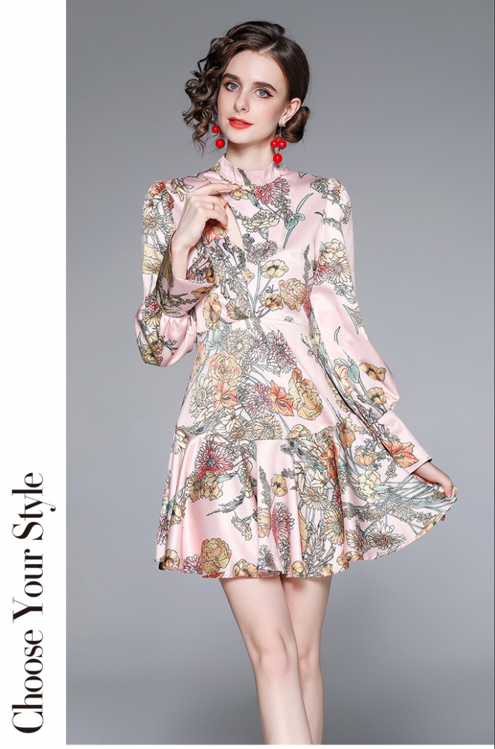 France style retro floral spring dress
