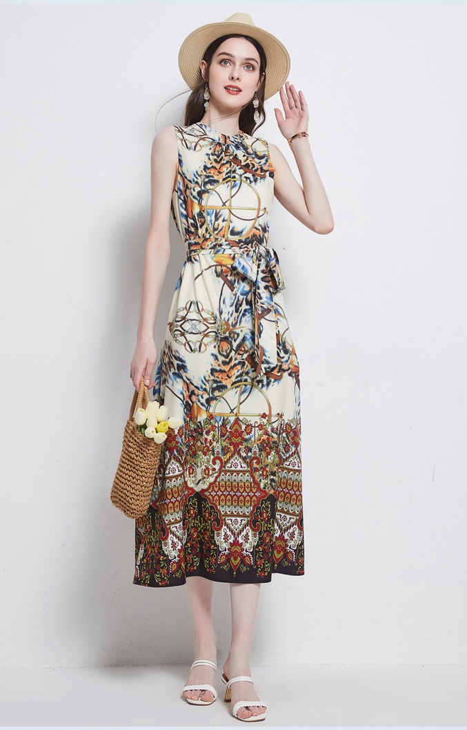 Loose sleeveless temperament big skirt dress