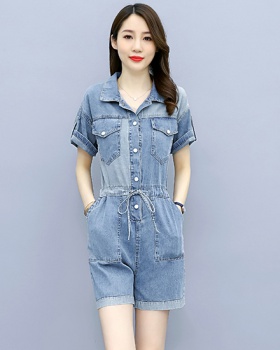 Summer short fashion denim Korean style all-match jumpsuit