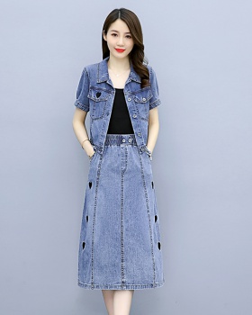 Denim summer Korean style skirt 2pcs set for women