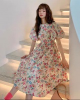 Summer France style long sweet floral dress for women