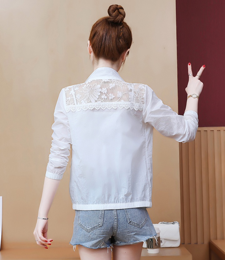 Embroidered flowers hollow shirts thin jacket for women