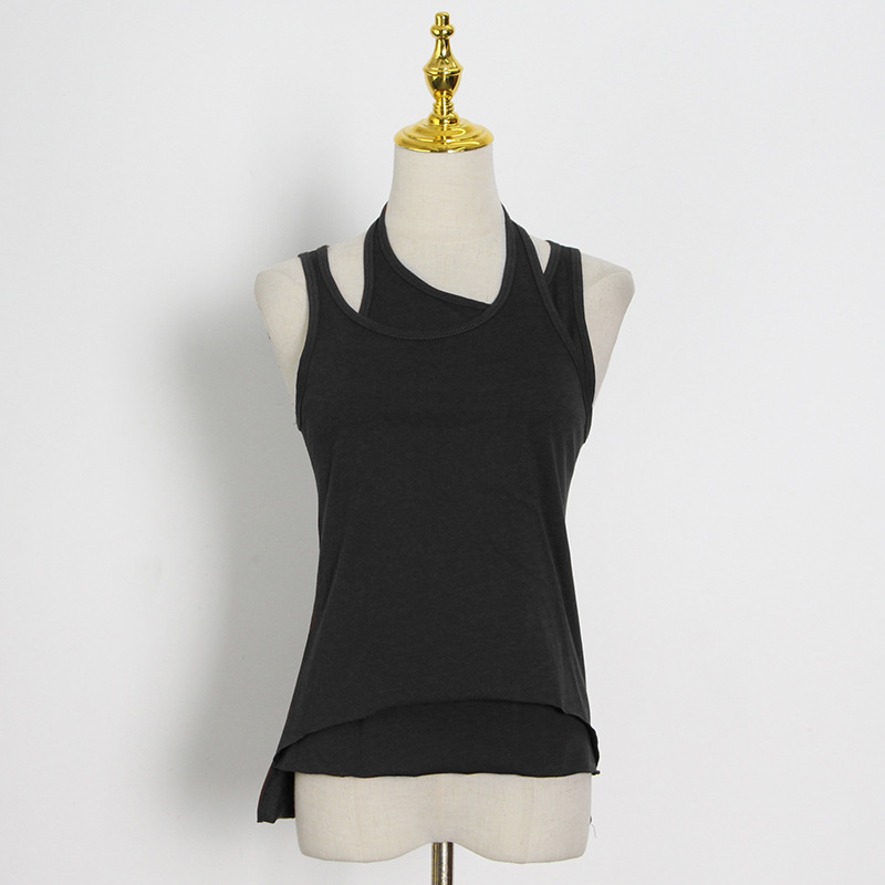 Pseudo-two round neck vest fashion sling tops for women