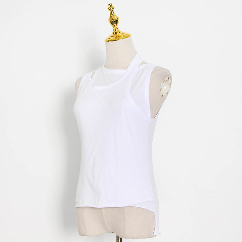 Pseudo-two round neck vest fashion sling tops for women