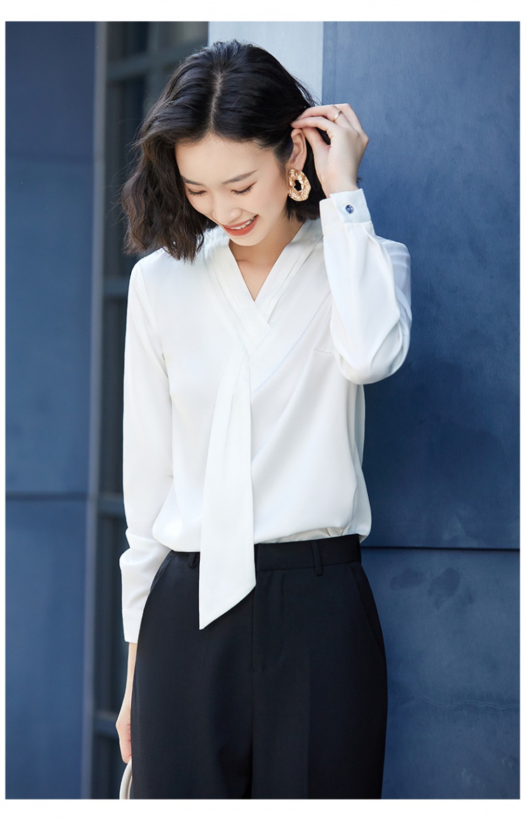 Streamer long sleeve shirt satin fashion tops