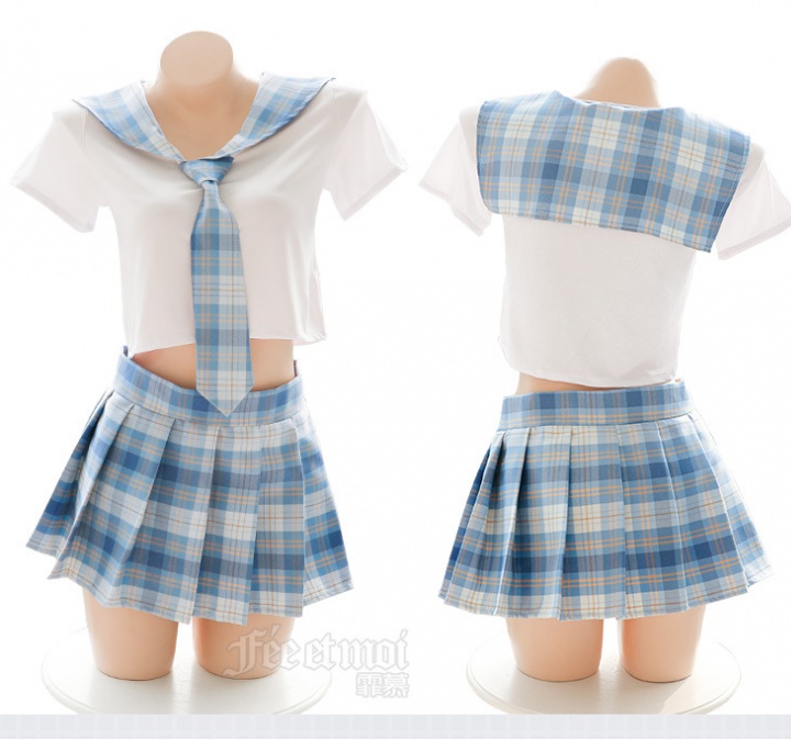 Sexy plaid pantyhose Japanese style uniform a set