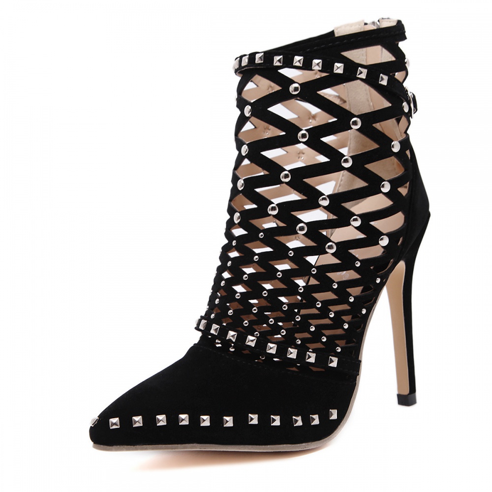 Rivet fashionable high-heeled summer boots rome hollow shoes