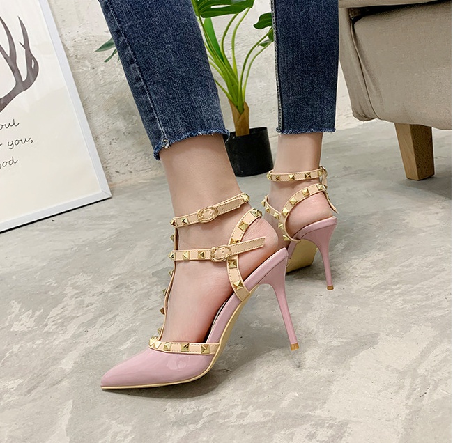 European style high-heeled sandals low shoes for women