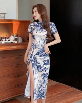 Retro colors sexy cheongsam maiden slim formal dress