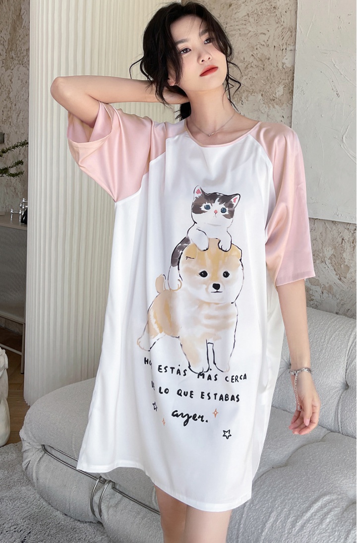 Cubs sexy pajamas raglan sleeve night dress for women