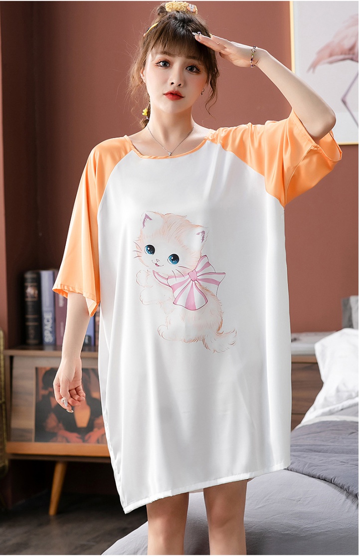 Raglan sleeve pajamas satin skirt for women