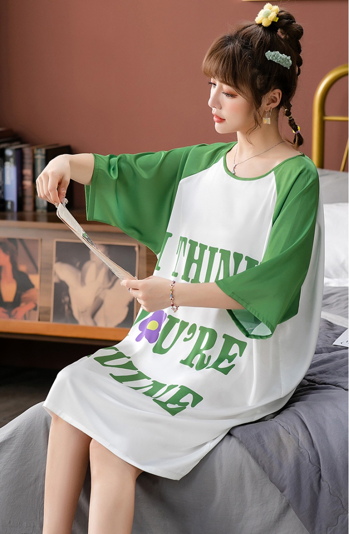 Raglan sleeve pajamas satin skirt for women