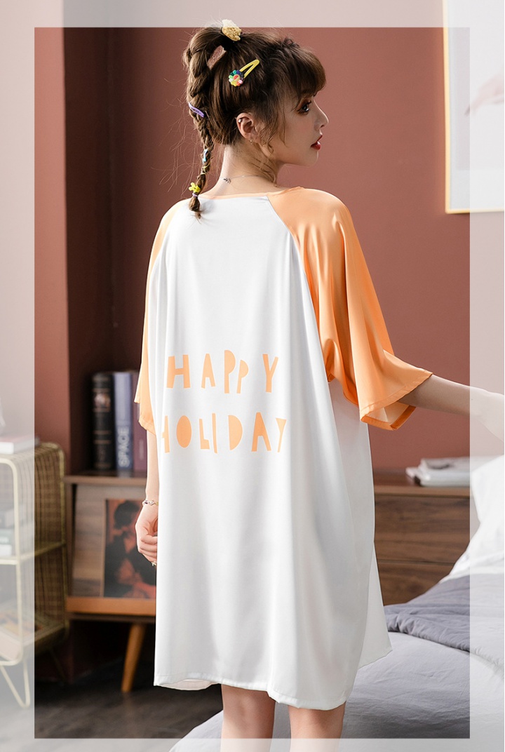 Raglan sleeve pajamas satin skirt for women