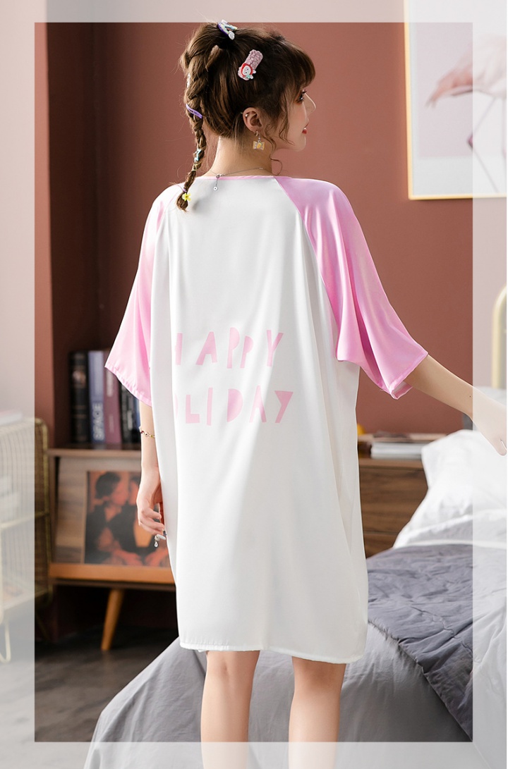 Raglan sleeve pajamas satin skirt for women