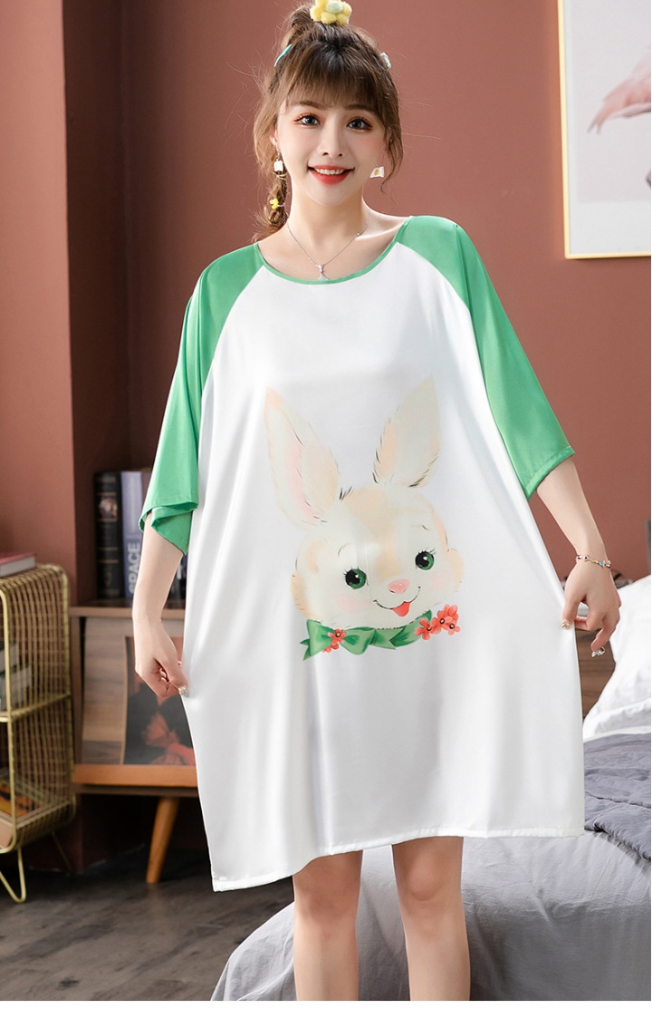 Raglan sleeve pajamas satin skirt for women