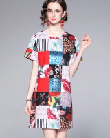 Fashion round neck mixed colors dress for women