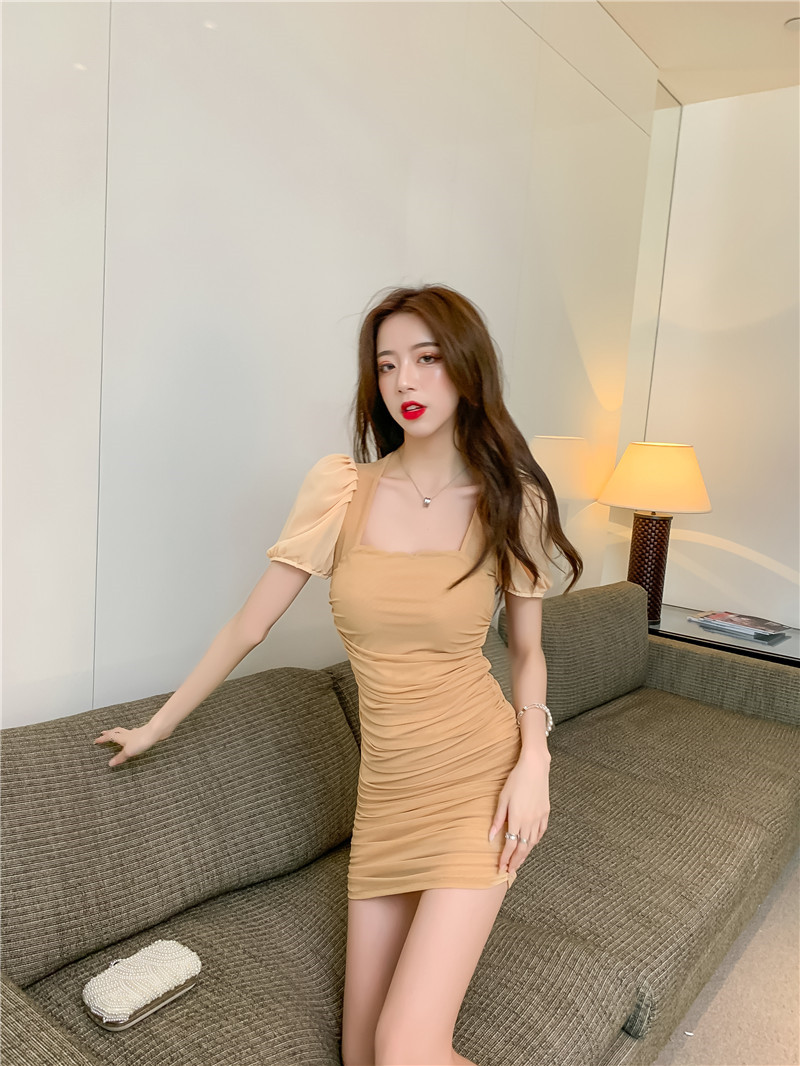 Slim sexy bottoming package hip summer gauze dress