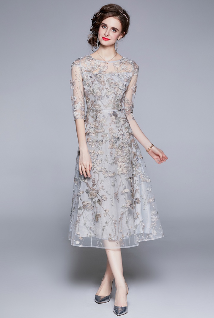 France style embroidery formal dress lace banquet dress