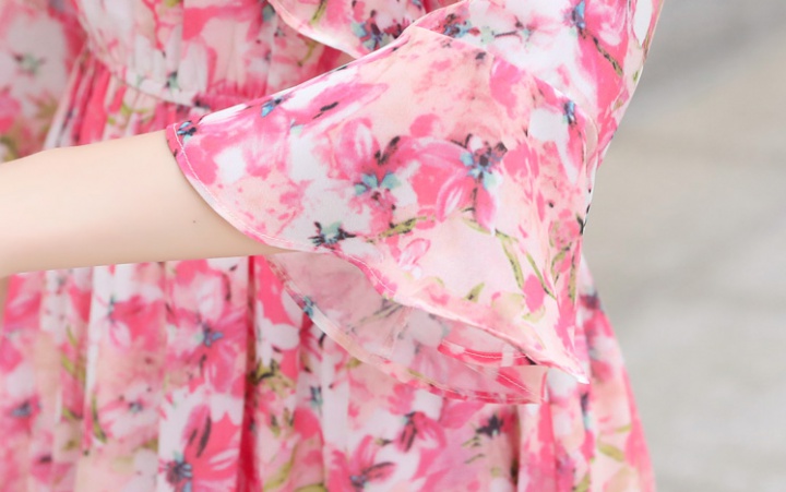 Summer floral Western style chiffon dress for women