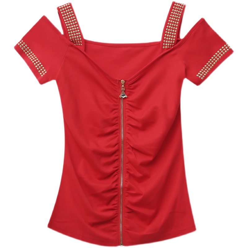 European style fold tops slim small shirt for women
