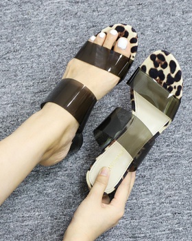 Summer leopard fashion glass thick light open toe sandals