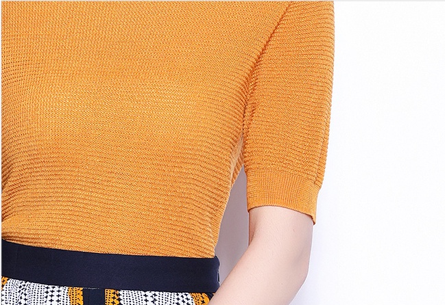 Printing knitted T-shirt summer geometry skirt 2pcs set