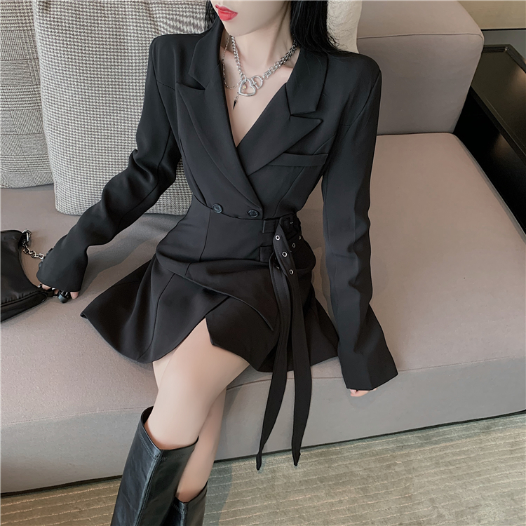 Pseudo-two Korean style business suit temperament dress
