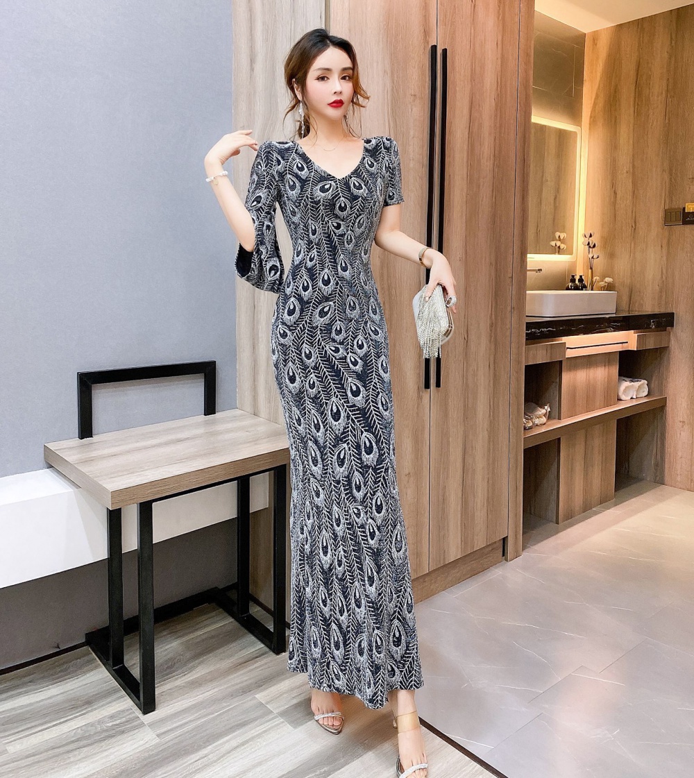 Short sleeve long dress liangsi dress for women