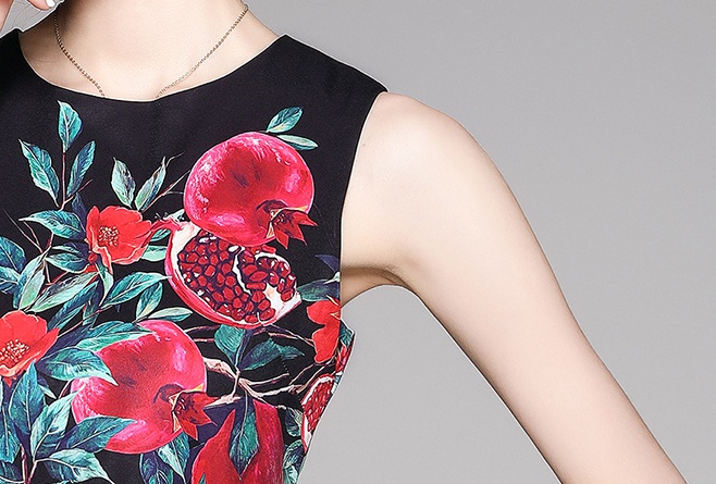 Fashion printing dress pinched waist all-match vest